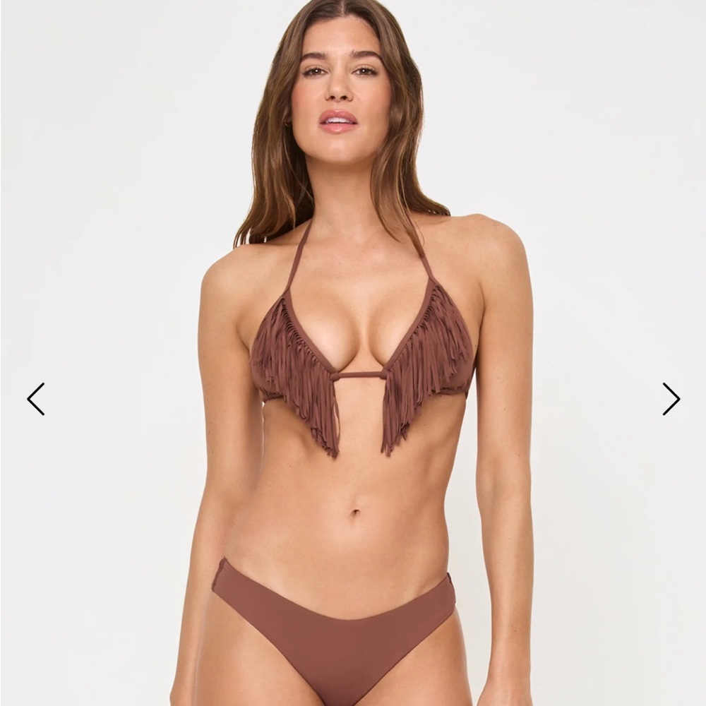 L*Space Brown Fringe Bikini Set